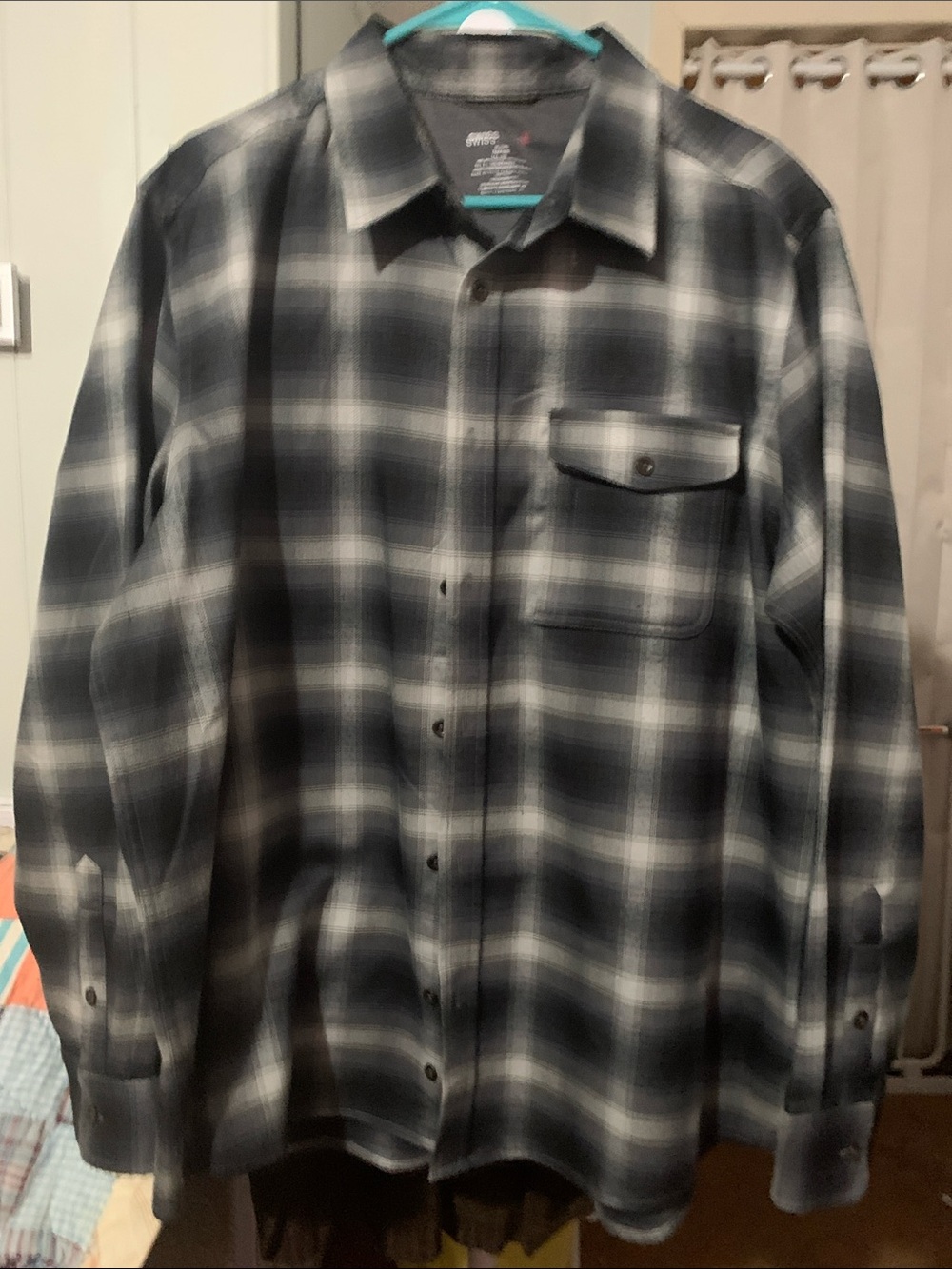 Swiss Tech Black and Red Logo Plaid Shirt